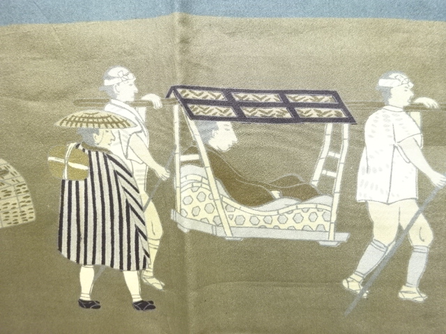 アンティーク　時代人物模様男物長襦袢